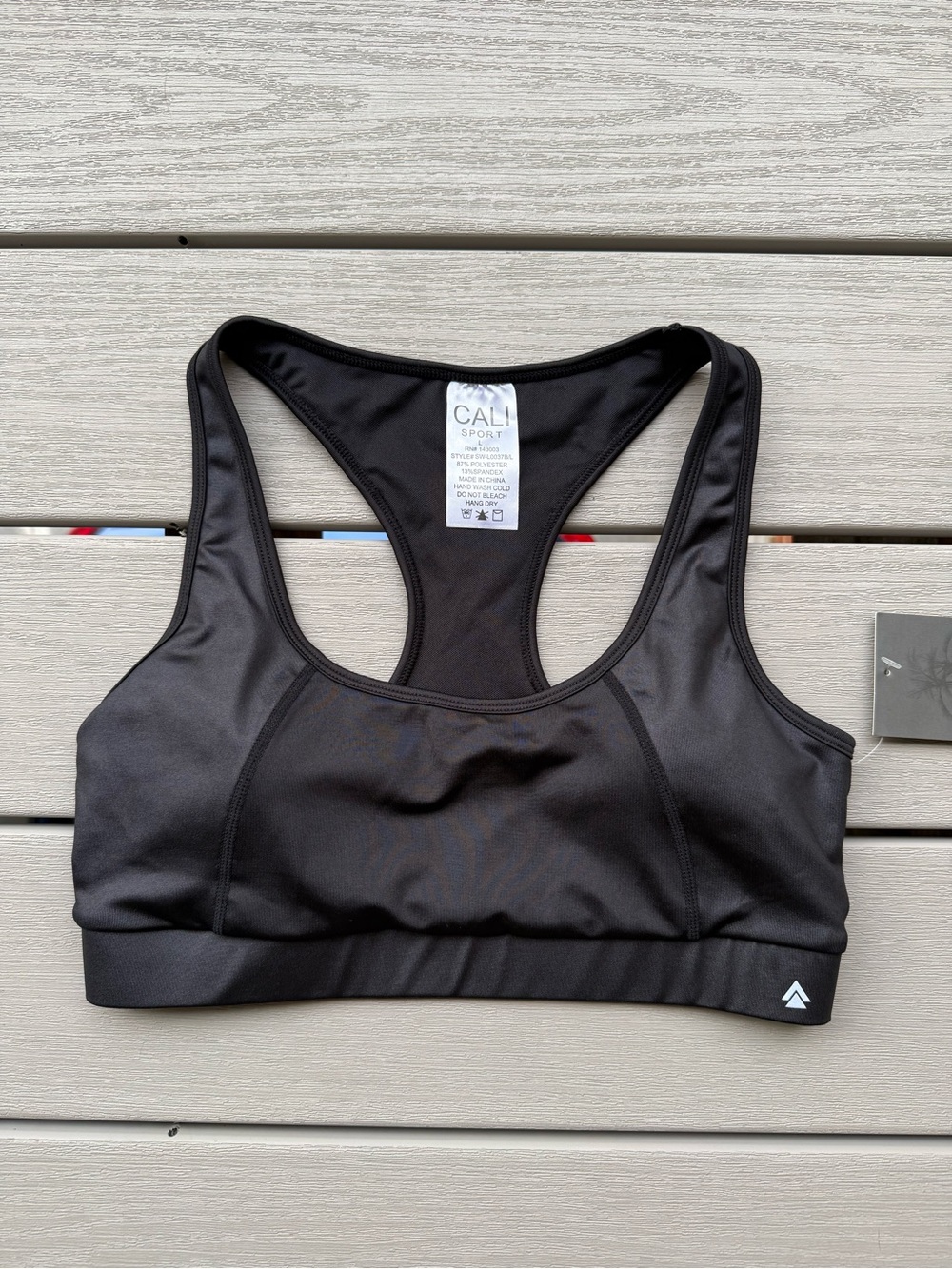 NWT Cali Sport+ Black Racerback Sports Bra Size Large